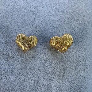 New Stainless Steel Gold Heart-Shaped Earrings